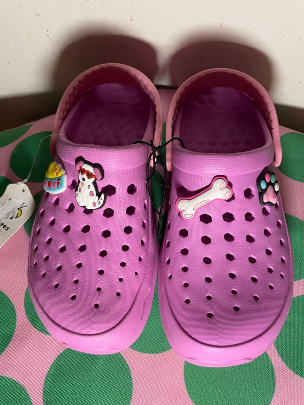 Kids Lightweight Pink Slip-On Clog Sandals with Decorative Charms
